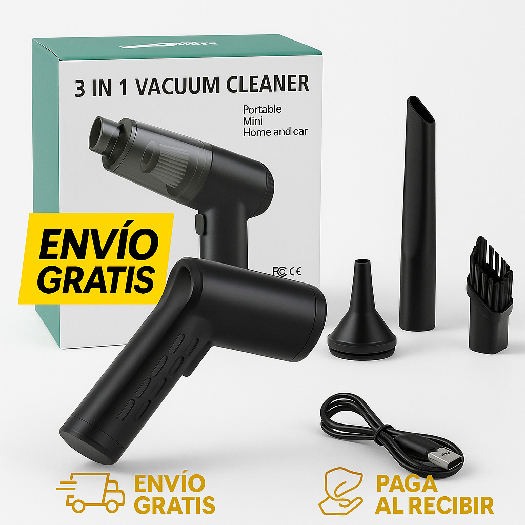 ASPIRADORA PORTATIL 3 EN 1 - LIMPIEZA EN MINUTOS