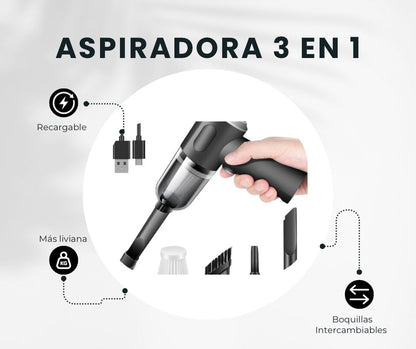 ASPIRADORA PORTATIL 3 EN 1 - LIMPIEZA EN MINUTOS